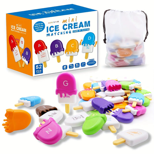 MemoryDIY ICE Cream Alphabet Matching Toy (26 Uppercase Lowercase Letters)