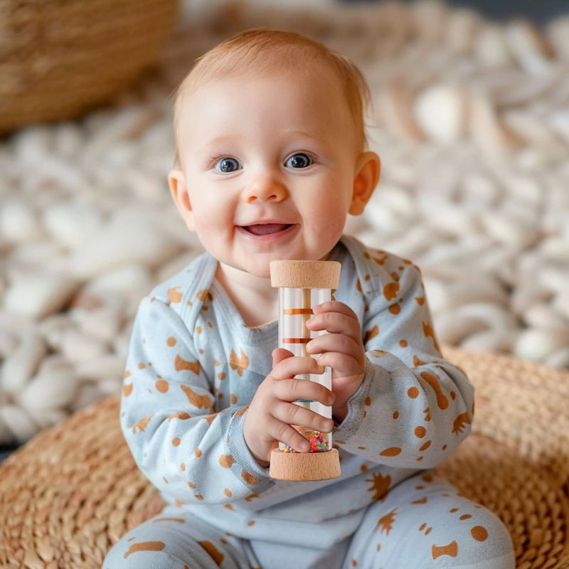 Memorydiy Montessori Baby Rainbow Rain Stick Rattle Toy